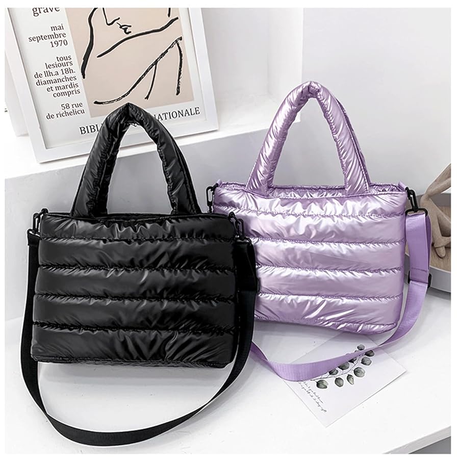 Amazon.com: Puffer Tote Bag with Pendant Quilted Casual New